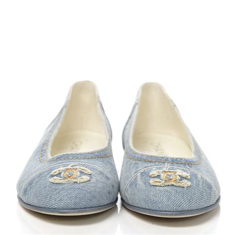 chanel denim ballet flats 2023|Chanel flats for sale.